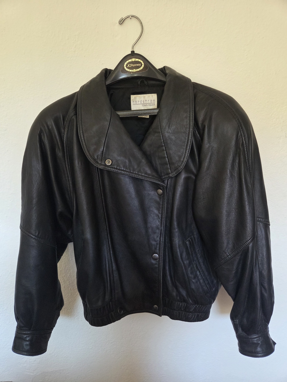 Vintage Nordstrom Black Leather Bomber Jacket